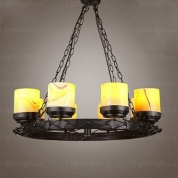 Lampada a sospensione retrò vintage rustico country a 8 luci con paralume in vetro