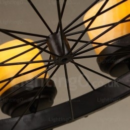 Lampada a sospensione retrò vintage rustico country a 8 luci con paralume in vetro