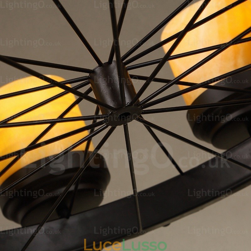 Lampada a sospensione retrò vintage rustico country a 8 luci con paralume in vetro