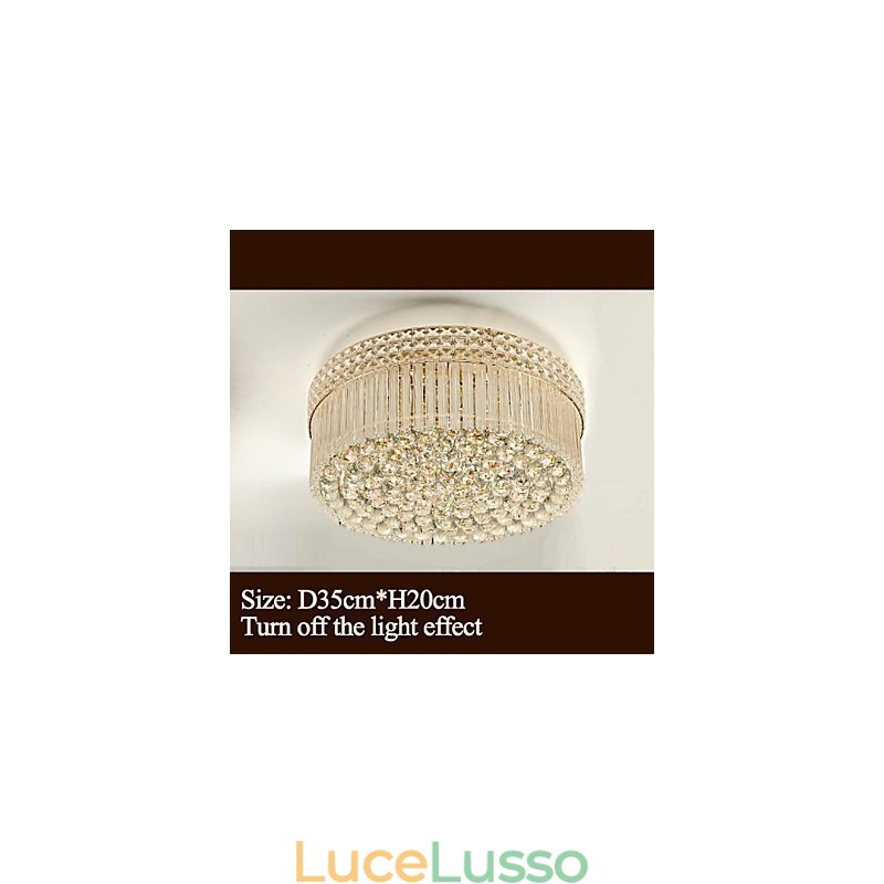 Lampadario moderno di lusso in cristallo con cupola di assorbimento della luce, diametro 35 cm, contiene 3 lampadine.