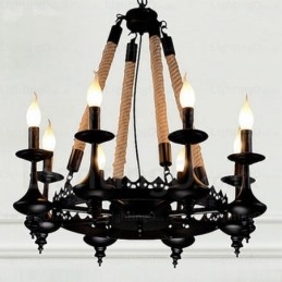 Lampada a sospensione rustica country a 8 luci