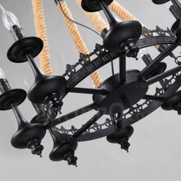 Lampada a sospensione rustica country a 8 luci
