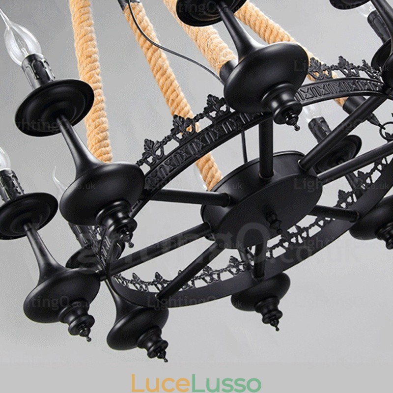 Lampada a sospensione rustica country a 8 luci