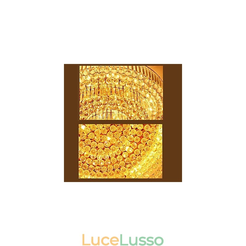 Lampadario moderno di lusso in cristallo con cupola di assorbimento della luce, diametro 35 cm, contiene 3 lampadine.