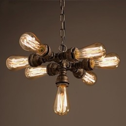Lampadario rustico in metallo elettroplaccato vintage