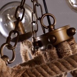Lampada a sospensione retrò vintage a 6 luci con paralume in vetro