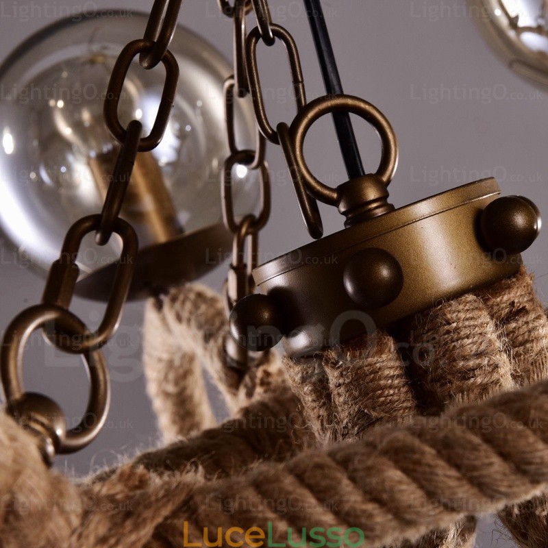Lampada a sospensione retrò vintage a 6 luci con paralume in vetro