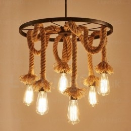 Lampada a sospensione retrò vintage a 6 luci
