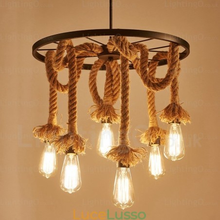 Lampada a sospensione retrò vintage a 6 luci Lampada a sospensione retrò vintage a 6 luci