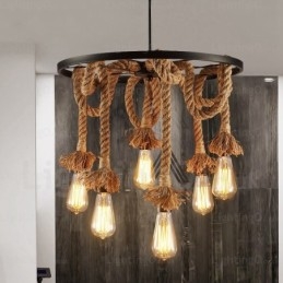 Lampada a sospensione retrò vintage a 6 luci