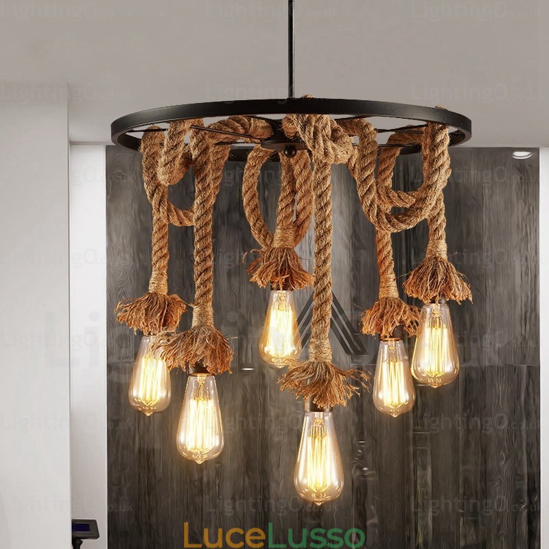 Lampada a sospensione retrò vintage a 6 luci