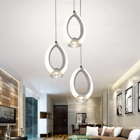 Lampada a sospensione moderna contemporanea a 1 luce con paralume in cristallo Lampada a sospensione moderna contemporanea a 1 luce con paralume in cristallo