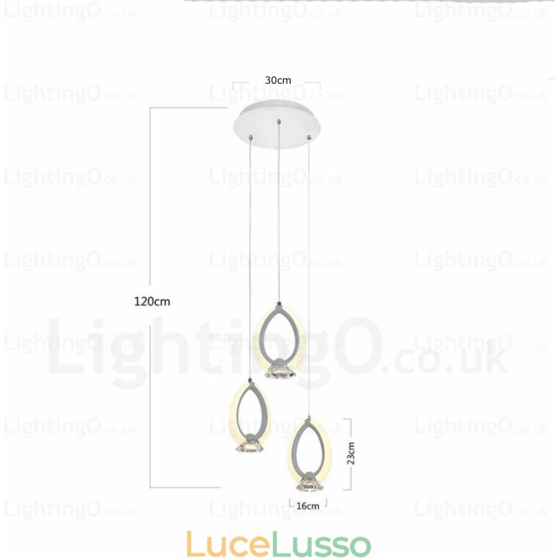 Lampada a sospensione moderna contemporanea a 1 luce con paralume in cristallo