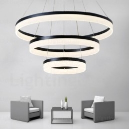 Lampada a sospensione moderna contemporanea Wi-Fi Smart Dimmable 3 anelli con paralume in acrilico