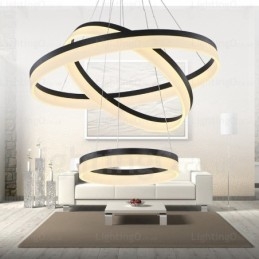 Lampada a sospensione moderna contemporanea Wi-Fi Smart Dimmable 3 anelli con paralume in acrilico