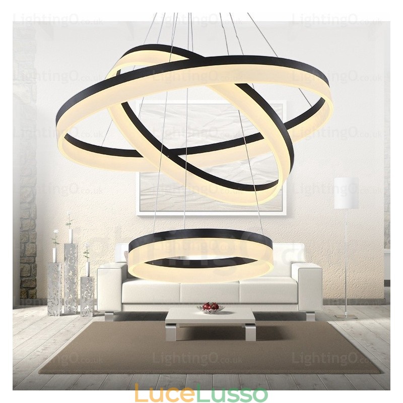 Lampada a sospensione moderna contemporanea Wi-Fi Smart Dimmable 3 anelli con paralume in acrilico