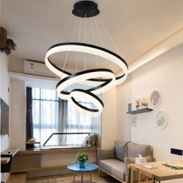 Lampada a sospensione moderna contemporanea Wi-Fi Smart Dimmable 3 anelli con paralume in acrilico