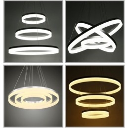 Lampada a sospensione moderna contemporanea Wi-Fi Smart Dimmable 3 anelli con paralume in acrilico