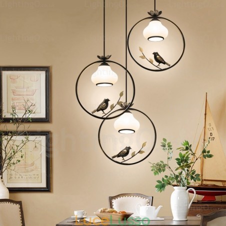 Lampada a sospensione rustica rurale da 1 luce con paralume in vetro Lampada a sospensione rustica rurale da 1 luce con paralume in vetro