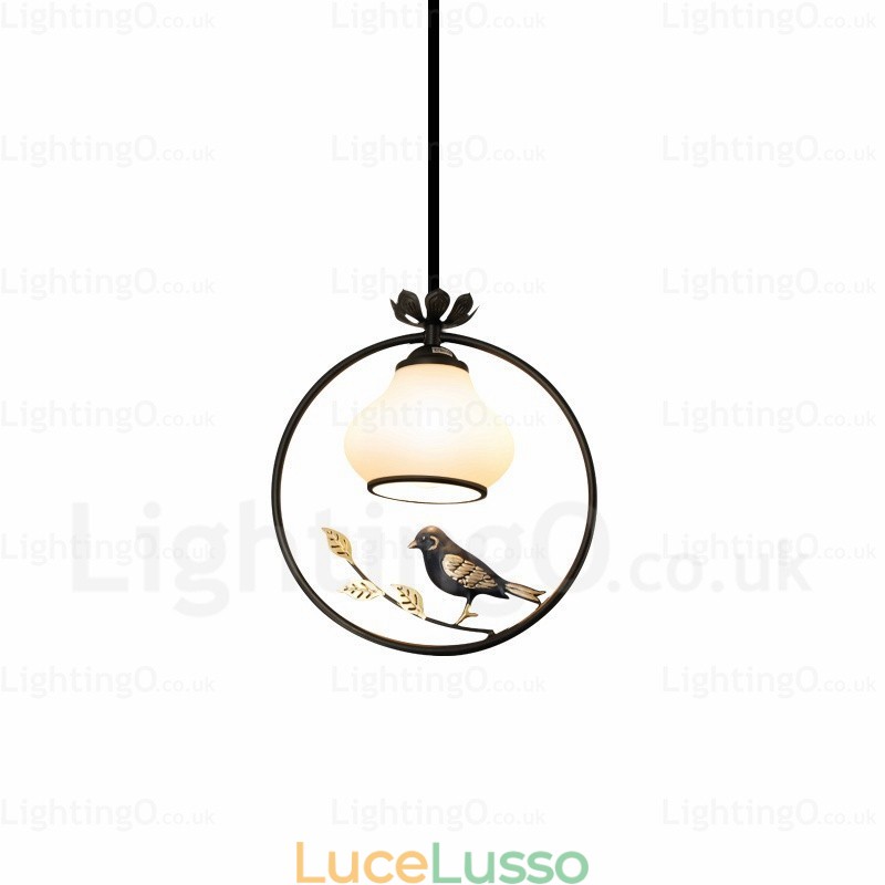 Lampada a sospensione rustica rurale da 1 luce con paralume in vetro