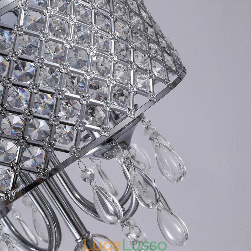 Lampada a sospensione moderna contemporanea a 1 luce con paralume in cristallo