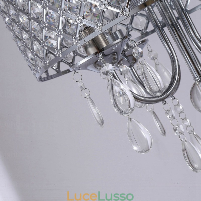 Lampada a sospensione moderna contemporanea a 1 luce con paralume in cristallo