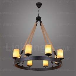 Lampada a sospensione retrò vintage a 8 luci con paralume in marmo