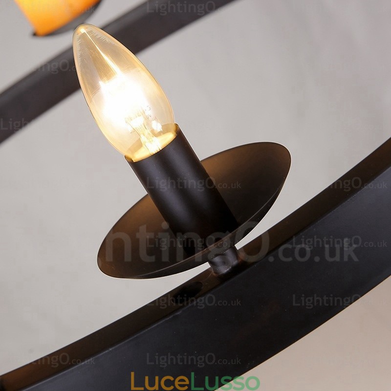 Lampada a sospensione retrò vintage a 8 luci con paralume in marmo