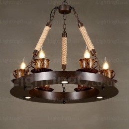 Lampada a sospensione rustica da 9 luci