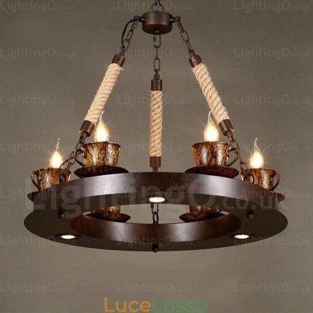 Lampada a sospensione rustica da 9 luci Lampada a sospensione rustica da 9 luci