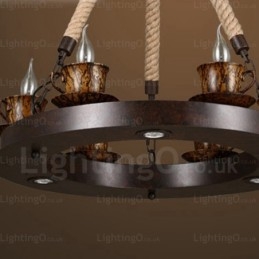 Lampada a sospensione rustica da 9 luci