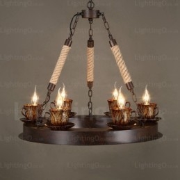 Lampada a sospensione rustica da 9 luci