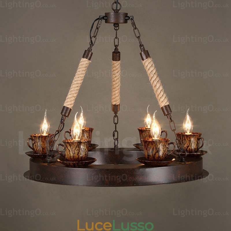 Lampada a sospensione rustica da 9 luci