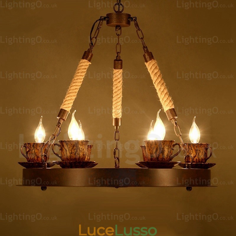 Lampada a sospensione rustica da 9 luci