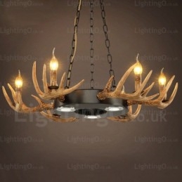 Lampadario a sospensione rustico retrò vintage a 9 luci con corna di cervo