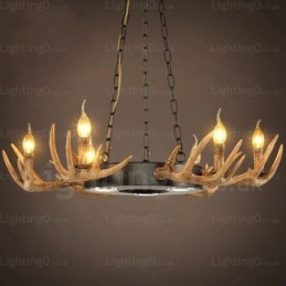 Lampadario a sospensione rustico retrò vintage a 9 luci con corna di cervo