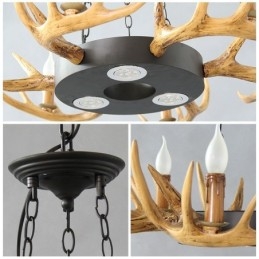 Lampadario a sospensione rustico retrò vintage a 9 luci con corna di cervo