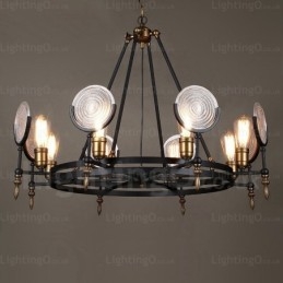 Lampada a sospensione retrò vintage a 6 luci con paralume in vetro