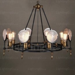 Lampada a sospensione retrò vintage a 6 luci con paralume in vetro