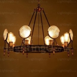Lampada a sospensione retrò vintage a 6 luci con paralume in vetro