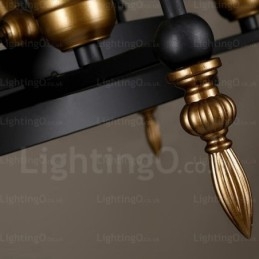 Lampada a sospensione retrò vintage a 6 luci con paralume in vetro