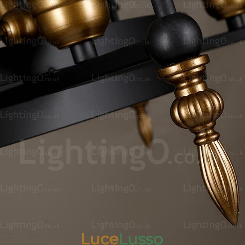 Lampada a sospensione retrò vintage a 6 luci con paralume in vetro