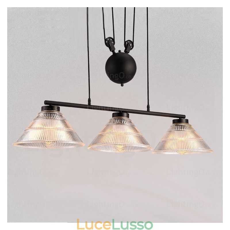Lampada a sospensione moderna contemporanea a 2 luci con paralume in vetro