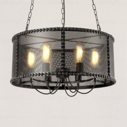 Lampada a sospensione retrò vintage a 6 luci con paralume in acciaio inossidabile