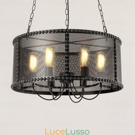 Lampada a sospensione retrò vintage a 6 luci con paralume in acciaio inossidabile Lampada a sospensione retrò vintage a 6 luci con paralume in acciaio inossidabile