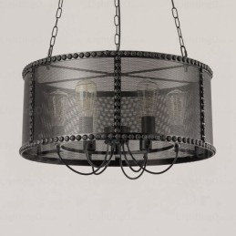 Lampada a sospensione retrò vintage a 6 luci con paralume in acciaio inossidabile