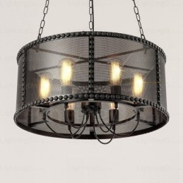Lampada a sospensione retrò vintage a 6 luci con paralume in acciaio inossidabile