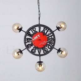 Lampada a sospensione retrò vintage a 5 luci con paralume in vetro