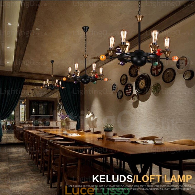 Lampada a sospensione retrò vintage rustico country a 4 luci