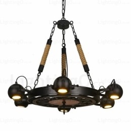 Lampada a sospensione retrò vintage a 6 luci con paralume in acciaio inossidabile